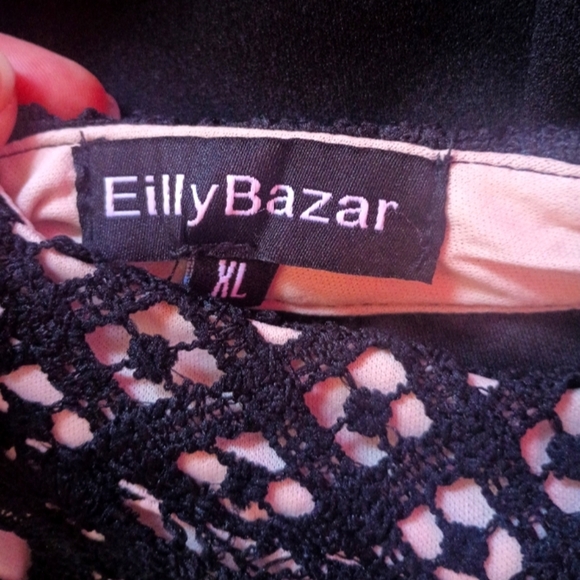 Eilly Bazar Ladies Black Lace Overlay Midi Pencil Dress (Size XL) - Picture 9 of 9